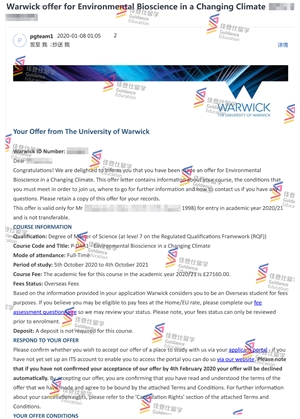 University of Warwick- Environmental Bioscience in a Changing Climate