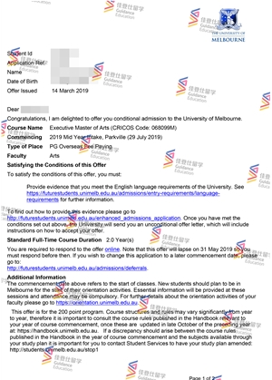 University of Melbourne- Executive Master of Arts